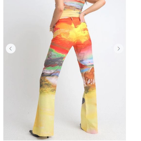 Elsie and Fred Rawhide Bootcut Cowboy Print Trouser - Picture 3 of 6